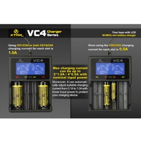 Xtar VC4 Premium Battery Charger 4 Slot for Li-ion and Ni-Mh with LCD Display - Black - 11