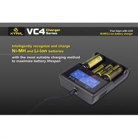 Xtar VC4 Premium Battery Charger 4 Slot for Li-ion and Ni-Mh with LCD Display - Black - 14