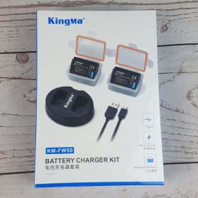 KingMa Dual Charger + 2 Baterai Sony Alpha A6300 A6500 A7 Series - KM-FW50 - Black - 7
