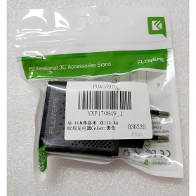 Floveme Charger USB Fast Charging 2 Port 2.4A - D30226 - Black - 10