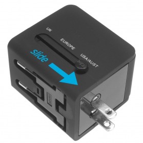 Travel Adapter Universal Plug EU UK US dengan 1A USB Port - JY-148 - Black - 2