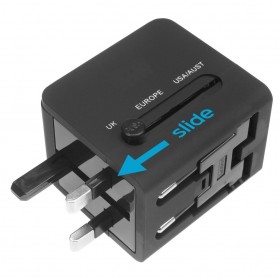 Travel Adapter Universal Plug EU UK US dengan 1A USB Port - JY-148 - Black - 4