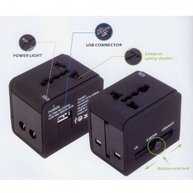 Travel Adapter Universal Plug EU UK US dengan 1A USB Port - JY-148 - Black - 6