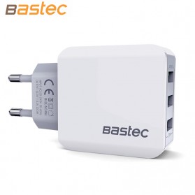 Bastec Wall Charger Adapter 3 Slot USB 5V 3.1A EU Plug - White - 1