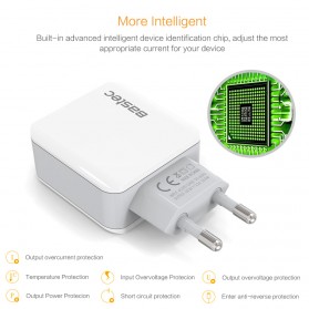 Bastec Wall Charger Adapter 3 Slot USB 5V 3.1A EU Plug - White - 2