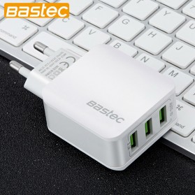 Bastec Wall Charger Adapter 3 Slot USB 5V 3.1A EU Plug - White - 4