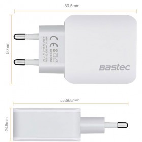 Bastec Wall Charger Adapter 3 Slot USB 5V 3.1A EU Plug - White - 7