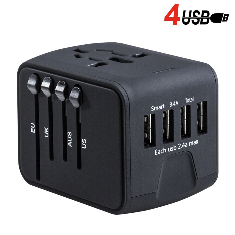 White Universal Travel Adapter Wall AC Power Plug USB Port Charger USA EU UK AUS