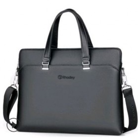 Rhodey Tas Selempang Laptop Pria Premium Kulit Leather Bag Briefcase - HA-036 - Black