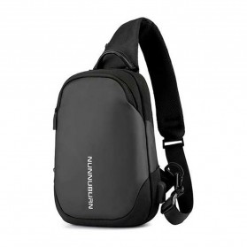 Nunnuburn Tas Selempang Sling Bag Oxford dengan USB Charger Port - 817 - Black