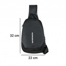 Nunnuburn Tas Selempang Sling Bag Oxford dengan USB Charger Port - 817 - Black - 8
