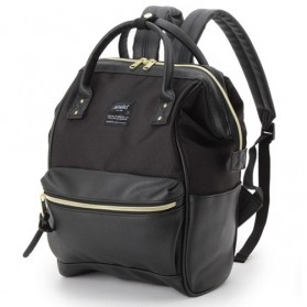 Anello Tas Ransel Kulit + Canvas Size S - Black