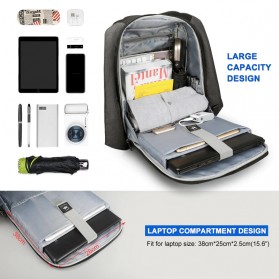 Tigernu Tas Ransel Laptop Anti Maling Hidden Anti Theft USB Charging 20L - T-B3599 - Black - 4