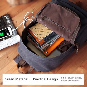 MUZEE Tas Ransel Backpack Casual dengan USB Port - ME-0710 (backup) - Gray - 6