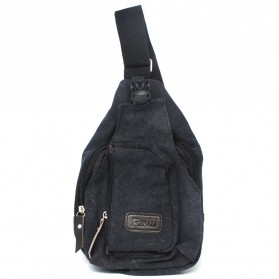 Tas Selempang Kasual Bahan Canvas - Black - 1