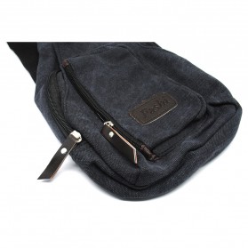 Tas Selempang Kasual Bahan Canvas - Black - 2