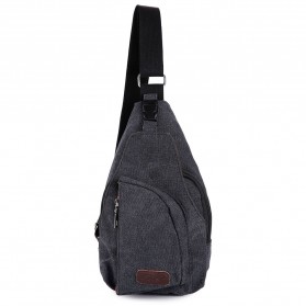 Tas Selempang Kasual Bahan Canvas - Black - 3