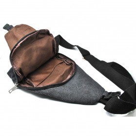 Tas Selempang Kasual Bahan Canvas - Black - 11