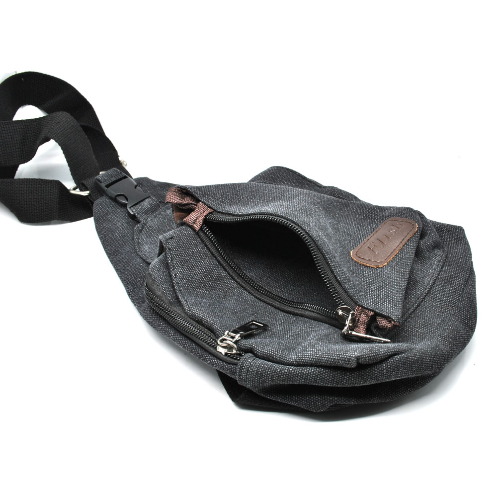 Tas Selempang Kasual Bahan Canvas Black Tas Selempang Kasual Bahan Canvas Black