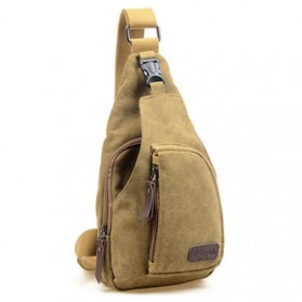 Tas Selempang Kasual Bahan Canvas - Khaki - 1