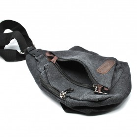 Tas Selempang Kasual Bahan Canvas - Khaki - 7