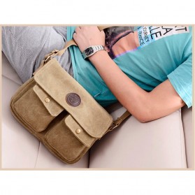 Dxyizu Tas Selempang Bahan Canvas - Cream - 3