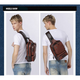 Rhodey Tas Selempang Crossbody Bag Bahan Kulit - K7713 - Dark Brown - 7