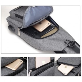 Dxyizu Tas Selempang Crossbody Bag dengan USB Charger Port - dxyz817 - Black - 10