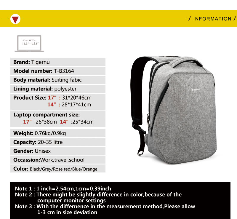TIGERNU Tas Ransel Laptop 17 Inch - T-B3164 - Gray TIGERNU Tas Ransel Laptop 17 Inch - T-B3164 - Gray