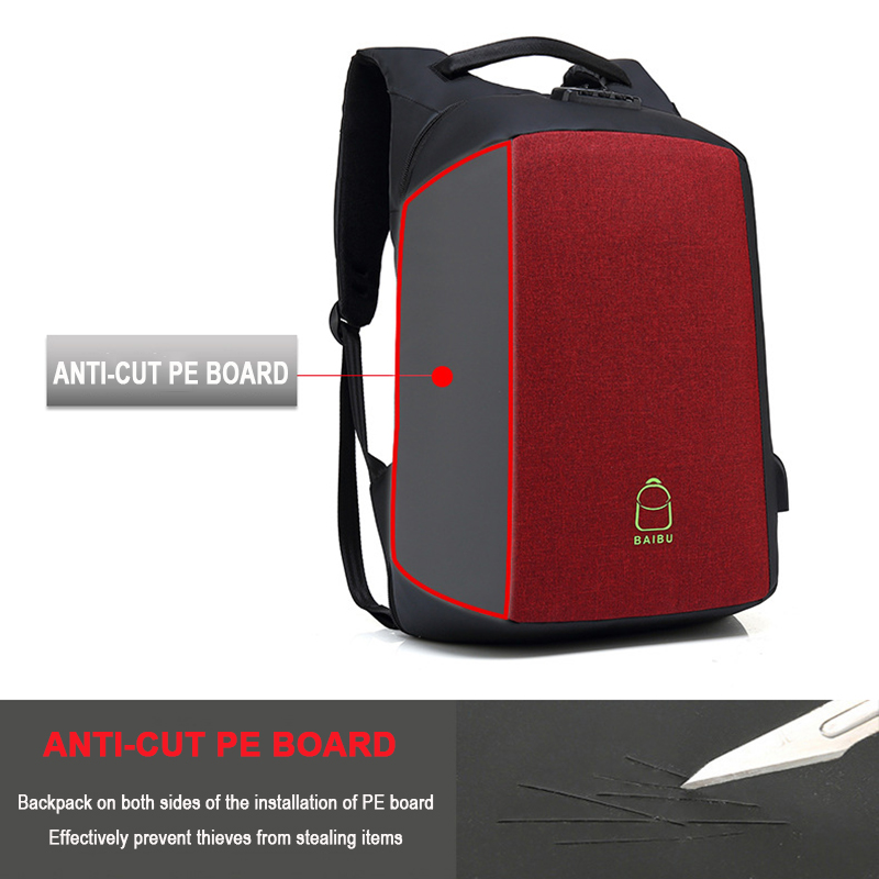 baibu tas ransel anti maling coded lock dengan usb charger port aux port zl1960 black baibu tas ransel anti maling coded lock dengan usb charger port aux port zl1960 black