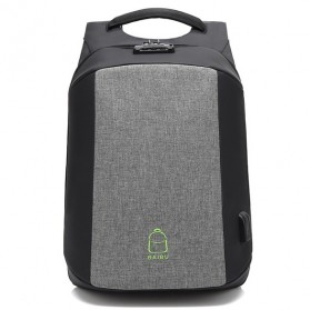 BAIBU Tas Ransel Anti Maling Coded Lock dengan USB Charger Port + AUX Port - ZL1960(false) - Gray - 1