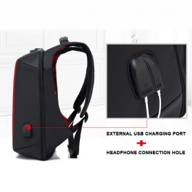 BAIBU Tas Ransel Anti Maling Coded Lock dengan USB Charger Port + AUX Port - ZL1960(false) - Gray - 4