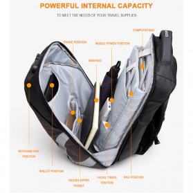 Ozuko Tas Ransel Laptop Security Lock dengan USB Charger Port - ZK899939 - Black - 2