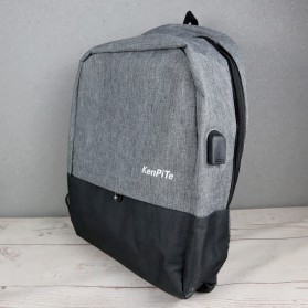 KenPiTe Tas Ransel Laptop Backpack dengan USB Charger Port - F7221 - Black/Gray - 2