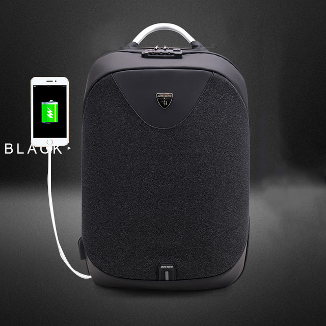 ... Arctic Hunter Tas Ransel Security Lock dengan USB Charger Port - B00208 - Black - 1 ...