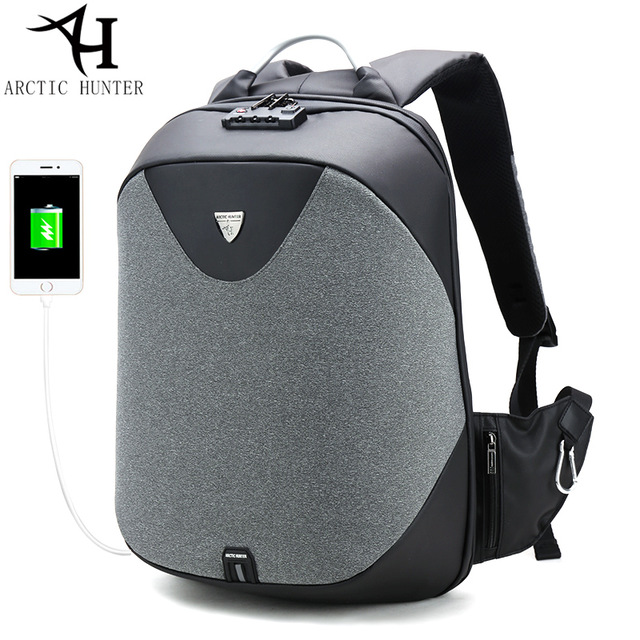 ... Arctic Hunter Tas Ransel Security Lock dengan USB Charger Port - B00208 - Black - 2 ...