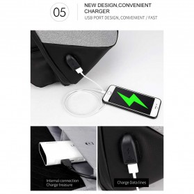 Arctic Hunter Tas Ransel USB Charger Port dengan Digital Storage Board - B00208 - Light Gray - 6