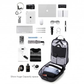 Arctic Hunter Tas Ransel USB Charger Port dengan Digital Storage Board - B00208 - Light Gray - 7