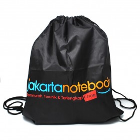 Jakartanotebook Tas Ransel Serut Sport Drawstring Bag - 210T - Black