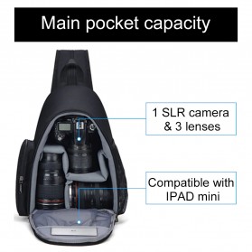 Caden Tas Selempang Ransel Kamera DSLR Waterproof Shockproof - D17 - Black - 3