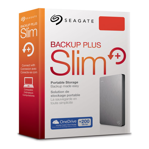 Seagate Backup Plus Slim 1TB USB 3.0 Portable 2.5 External Hard Drive Silver