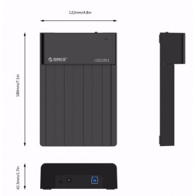 Orico 2.5/3.5 Inch Horizontal Mobile Hard Disk Seat USB 3.0 - 6518US3-V2 - Black - 5