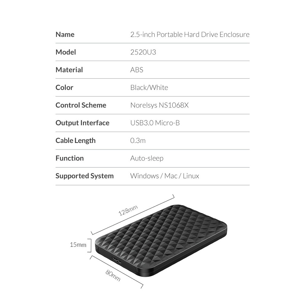 Gambar produk Orico 2.5 Inch External HDD Enclosure USB 3.0 - 2520U3