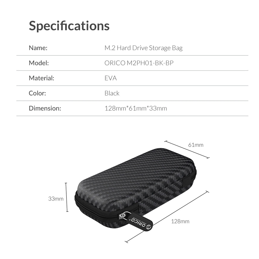 Gambar produk Orico EVA Shockproof Case Eksternal SSD NVME M.2 Hard Drive - M2PH01