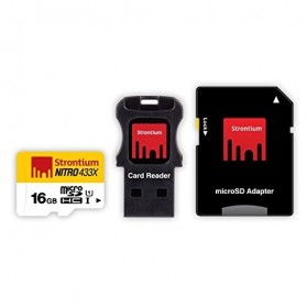Strontium Nitro 433X MicroSDHC UHS-1 65MB/s Class 10 16GB with Adapter and Card Reader - SRN16GTFU1C - 2