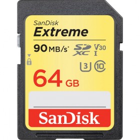 SanDisk Extreme SDXC Card UHS-I V30 U3 Class 10 (90MB/s) 64GB - SDSDXVE-064G - 1