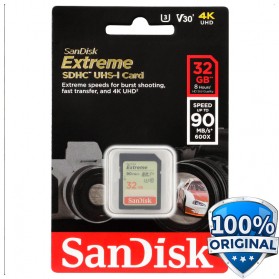 SanDisk Extreme SDHC Card UHS-I V30 U3 Class 10 (90MB/s) 32GB - SDSDXVE-032G