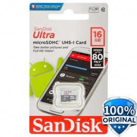 SanDisk Ultra microSDHC Card UHS-I Class 10 (80MB/s) 16GB - SDSQUNS-016G-GN3MN