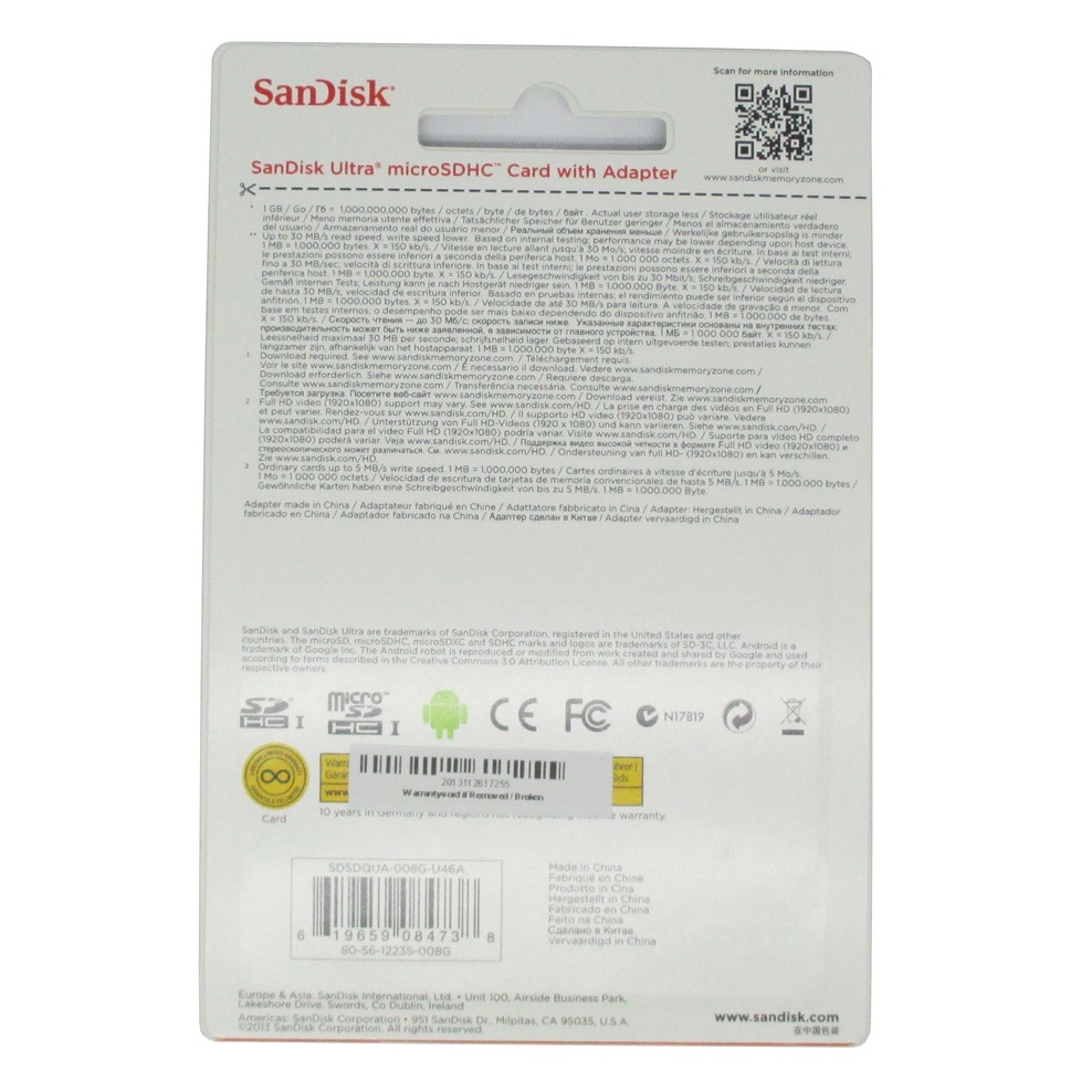 SanDisk Ultra microSDHC Card UHS-I Class 10 (48MB/s) 32GB with ...