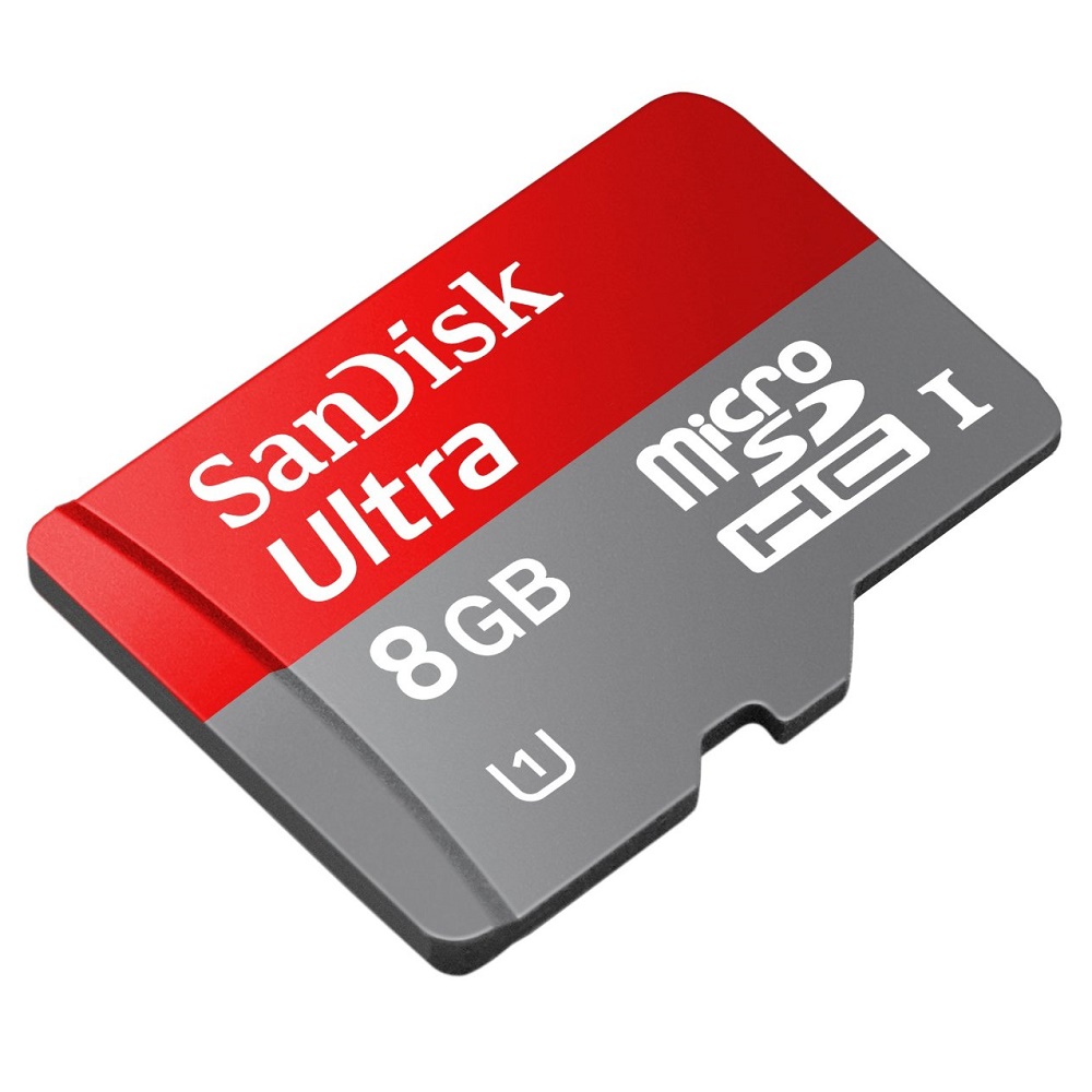 SanDisk Ultra microSDHC Card UHSI Class 10 (30MB/s) 8GB with SD Card